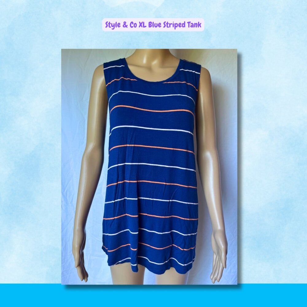 Style & Co XL Blue Striped Tank